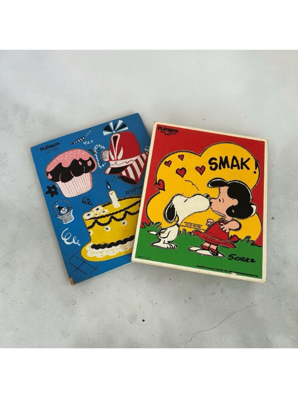 Lot 2 Playskool Board Wooden Puzzles Peanuts Lucy Snoopy Party Preschool